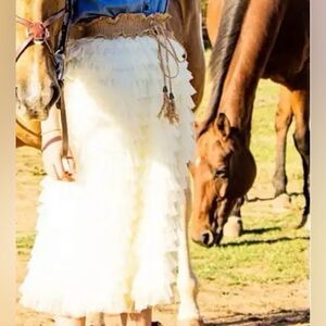 Custom Ivory Tiered Ankle Length Tulle Skirt
